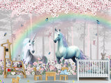 Peel & Stick Vinyl Wallpaper Kids' Room Print – "Unicorns in an Enchanted Forest"