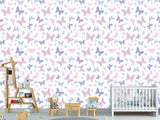 Unique Wall Mural with Butterfly Print, Peel and Stick Wallpaper, Art Print for Nursery or Baby Room 'Colorful Butterfly Silhouettes' 🦋