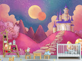 Non-Woven Wallpaper Made with Eco-Friendly Materials for Kids' Room "Castle on a Pink Hill"