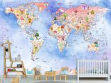 Peel and Stick Vinyl Wallpaper Magical World Map Mural for Kids – Interactive & Educational