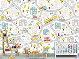 3D Non-Woven Photo Wallpaper "Children's Wall Road" – Fun Wall Mural for Kids’ Room or Study Area