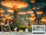 Eco Non-Woven Mural for Kids Room Full Wall "Fairy in a Magical Mushroom Forest"