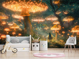 Eco Non-Woven Mural for Kids Room Full Wall "Fairy in a Magical Mushroom Forest"