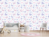 Unique Wall Mural with Butterfly Print, Peel and Stick Wallpaper, Art Print for Nursery or Baby Room 'Colorful Butterfly Silhouettes' 🦋