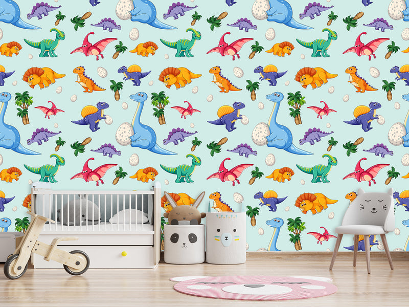 Kids Dinosaur Wallpaper For Kids – Cute Dino Print For Children’s Room Wall Decor