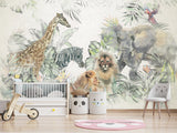 Peel and Stick Vinyl Wallpaper Kids Wall Mural – African Safari Animals Full Wall Mural Print