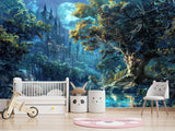 Modern Non-Woven Photo Wallpaper for Kids' or Teen Room – "Enchanted, Magical Castle" Mural