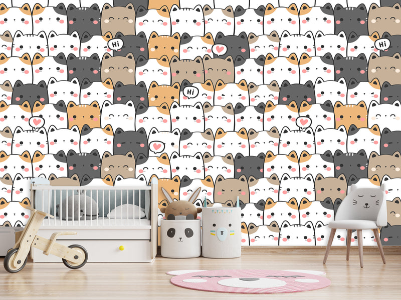 Peel and Stick Wall Mural Cute Kittens Print For Kids’ Room Decor