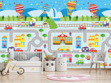 Traditional Wallpaper Wall Mural – Creative Kids' Room Decor: City Roads Map