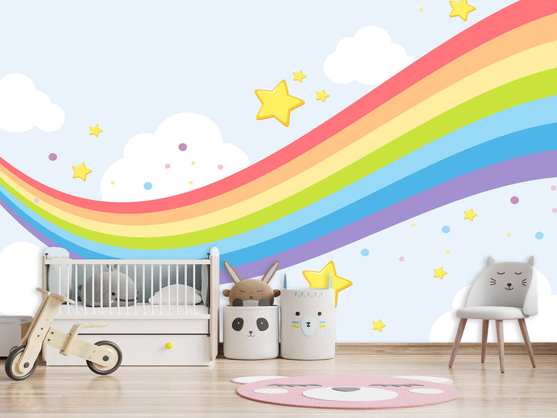 Mural for kids on the wall Self-Adhesive Wallpaper“flying rainbow”, photo wallpaper 3d with a pattern