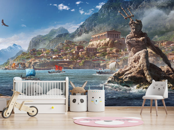Wall mural in the kitchen, Traditional wallpaper with “Poseidon” pattern