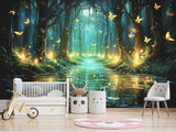 Non-Woven Magical Forest Wall Mural Peel & Stick Kids Room Wallpaper