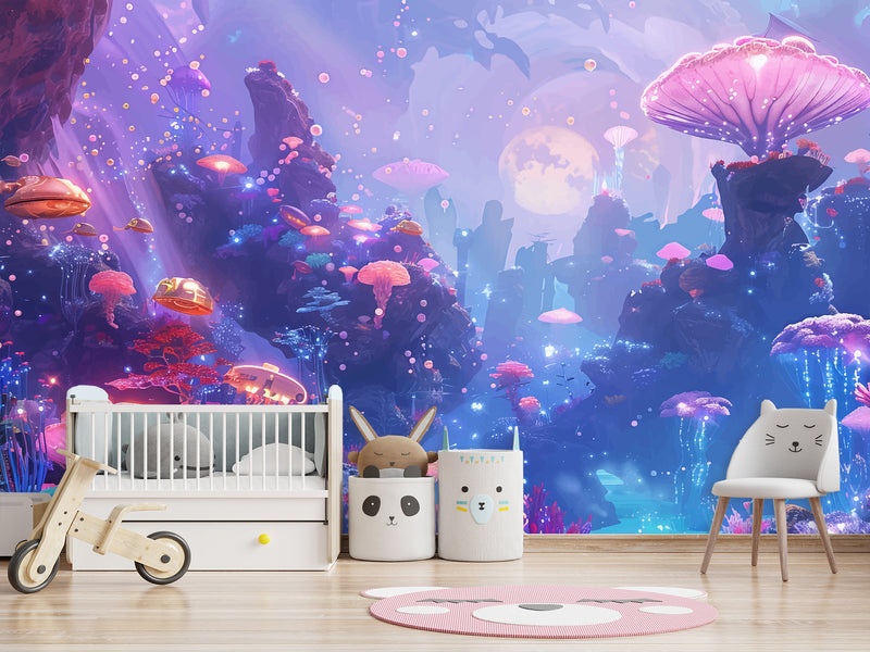 Peel & Stick Vinyl Wallpaper Kids' Room Wall Desing Mural – Fantastic Underwater World Theme