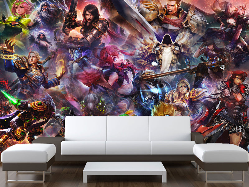 Non-Toxic, Child-Safe Traditional Wall Mural – "Heroes with Magical Powers" Anime Theme for Bedroom or Office