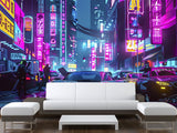 Traditional Neon Wallpaper – Urbanism "City of the Future" for Gaming Zone, Office, Living Room 🌆