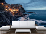 Unique Print For Home Design Self-Adhesive Wall Mural Full Wall Design For Living Room, Bedroom, Lounge Area "City On Sloping Mountains By The Sea"