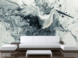 Full-Wall Peel and Stick Wallpaper – Art Print "Dance of the Stork in Abstraction" Mural for Office, Study, or Living Room