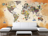 Peel and Stick Vinyl children's world map “Interesting journey” for the children's room