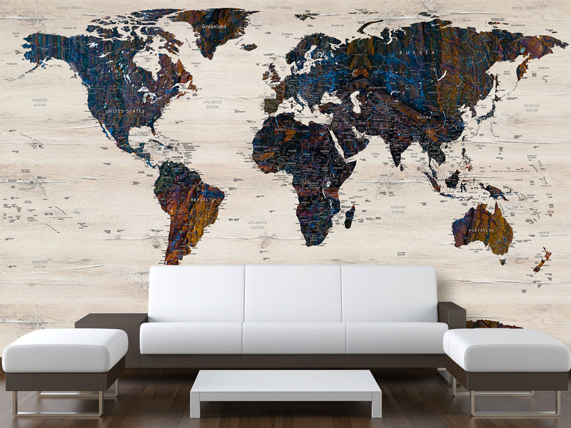 Peel and Stick Wallpaper Oracal film “World map for learning countries”, decor for Kids room