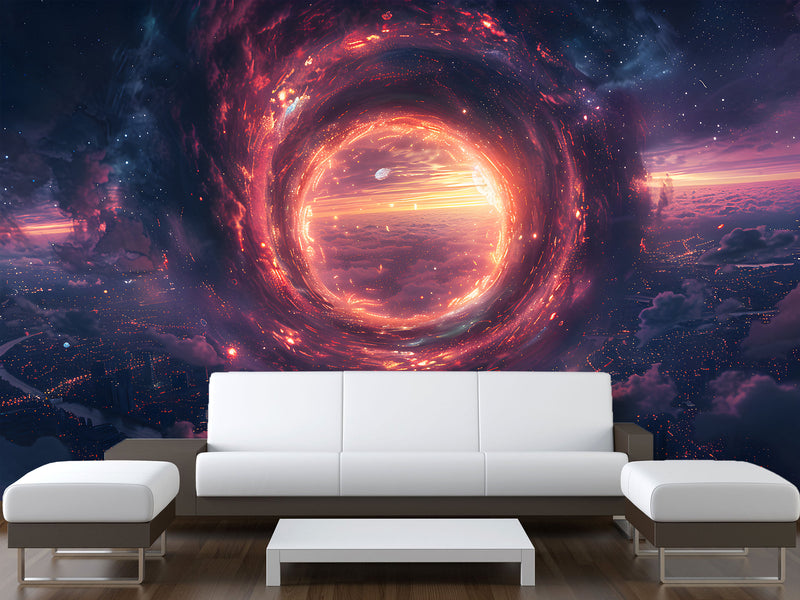 Non-Woven Wall Mural for Living Room, Bedroom, or Office — "Fantastic Portal in Space"