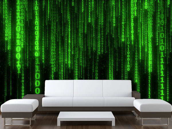 Wall mural Peel and Stick Vinyl “Matrix code" Wallpaper for For Home decor, Bedroom, Playroom