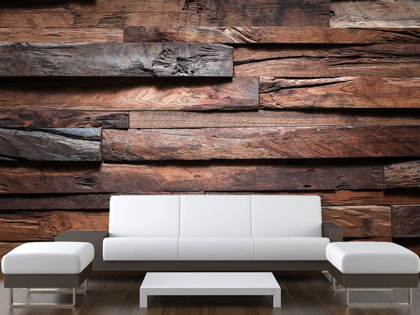 Non-Wowen Mural Full Wall "Wooden planks" Print Art For Living Room Or Home Office