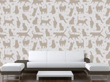 High-Quality Full-Wall Self-Adhesive Wallpaper — Decor for Office, Venue, or Bedroom "Cat Silhouettes"