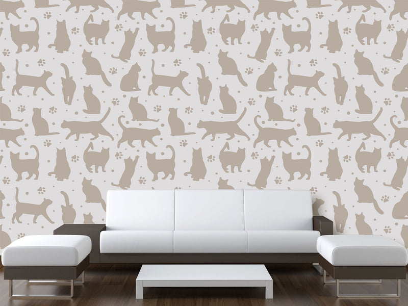 High-Quality Full-Wall Self-Adhesive Wallpaper — Decor for Office, Venue, or Bedroom "Cat Silhouettes"