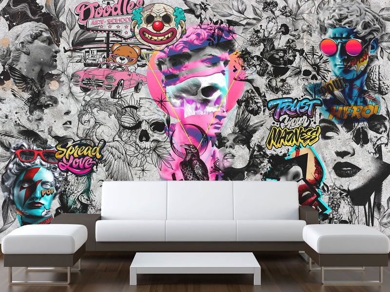 Traditional Wall Mural "Urban Style Street Art Wallpaper", Decor for Bedroom, Living Room, Teen Room 🎨