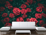 3D Non-Woven Wall Mural Natural Print Design For Bedroom, Living Room Photo Wallpaper "Red Roses"