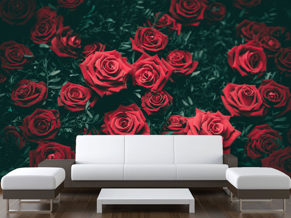3D Non-Woven Wall Mural Natural Print Design For Bedroom, Living Room Photo Wallpaper "Red Roses"
