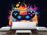 Self-Adhesive Eco-Friendly Wallpaper for Bedroom, Kids’ Room, or Playroom – "Colorful Gamepad"