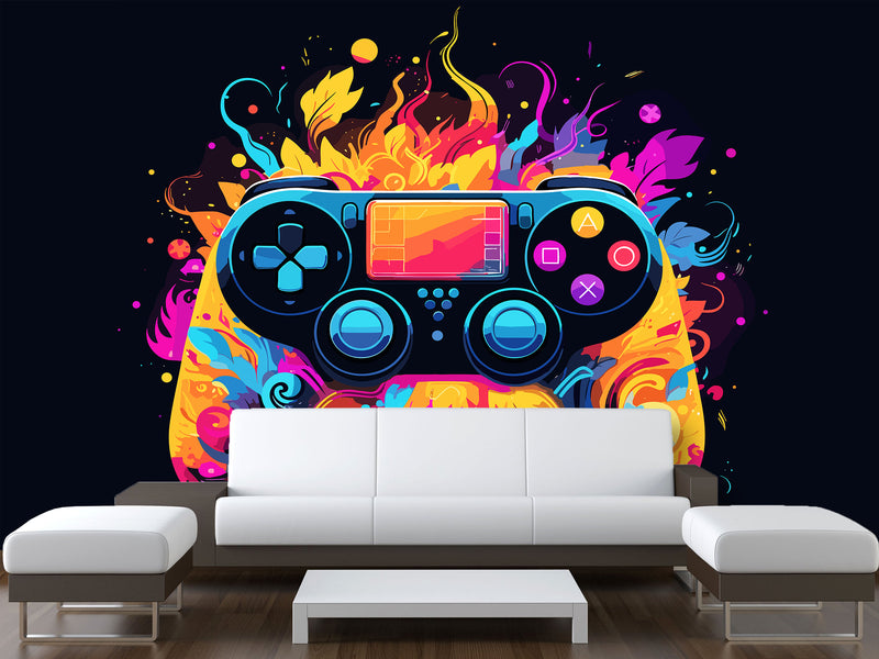 Self-Adhesive Eco-Friendly Wallpaper for Bedroom, Kids’ Room, or Playroom – "Colorful Gamepad"