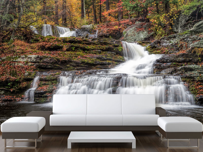 Nature-Inspired Full-Wall Self-Adhesive Wallpaper – "Mountain Waterfall", Perfect for Home Decor, Hotel Design, or Spa Area
