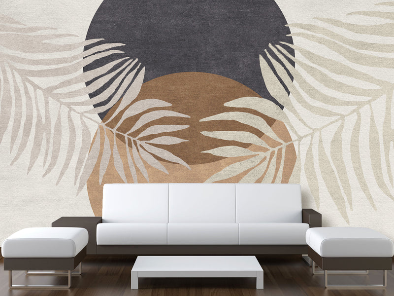 Natural Print Full Wall Vinyl Wallpaper Pell and Stick "Tropical Leaves" Desing For Office Bedroom Living Room🌿