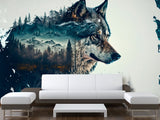 Peel and Stick Double Exposure Wolf and Forest – Wall Decor for Bedroom, Living Room, or Office