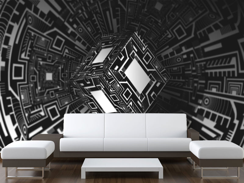 Stylish Design Non-Woven Wallpaper For Office, Hall, Living Room "Cube" 🔲