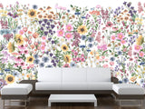 🌸Floral Print For Home Design Non-Woven Wall Murals "Watercolor Wildflowers" For Living Room, Creative Space, Bedroom 🌸