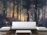 ✨Fairy Tale Print In Artistic Style Peel adn Stick Wall Mural For Kids Room, Creating A Cartoon Atmosphere "Magic Forest In Radiance"🌲