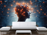 Futuristic Peel & Stick Wall Mural for Living Room, Office, or Gym – 'AI: Thoughts and Data'"