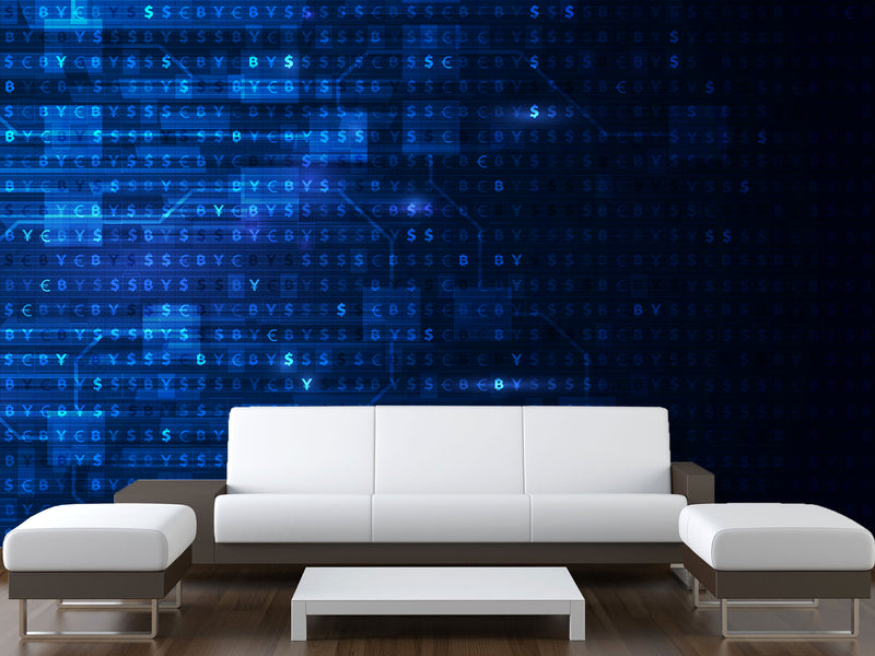 Bold Design For Office, Gaming Room Peel And Stick Wallpaper Full Wall Art Print For Home "Cryptocurrency Matrix" 💻