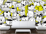 Peel & Stick Wall Mural for Office or Bedroom, Kids Room  – 'Busy Cats' Unique Wall Print