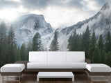 Incredible Traditional Mural for Living Room, Office, Reception "Winter Mountain Landscape"