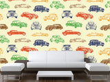 Non-Woven Photo Wallpaper Multicolored Vintage Cars – Colorful Accent for Office or Living Space