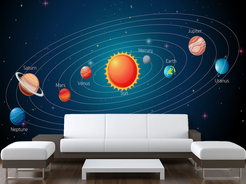 Peel And Stick Full Wall Mural – Solar System Journey Through The Planets For Office, Bedroom, Or Kids’ Room