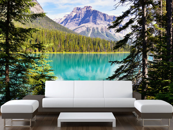 Nature-Inspired Peel and Stick Mural for Living Room or Lounge Area – "Emerald Lake, British Columbia,Yoho National Park"