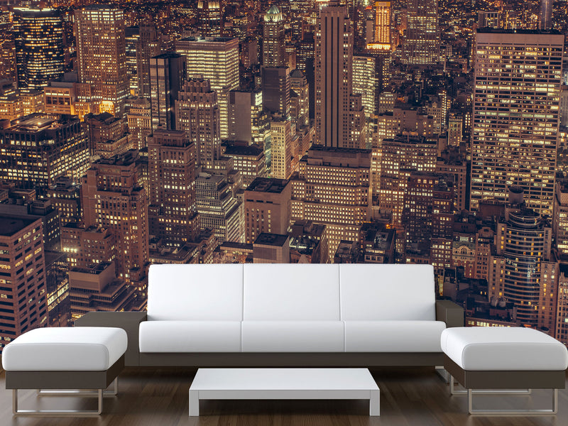 Durable Self-Adhesive Photo Wallpaper For Living Room, Bedroom Design "Night City Of New York"