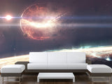 Peel and Stick Full Wall Mural Print Planet Breaking Into Fragments for Living Room or Bedroom