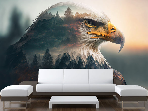 Brutal Design For Hall Or Gym Vinyl Wallpaper Peel and Stick Motivational Wall Print For Bedroom "Free Eagle" 🦅