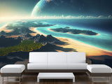 Fantastic Non-Woven Wall Murals “View of an Incredible Planet from the Beach” – Perfect for Bedroom or Living Room Design